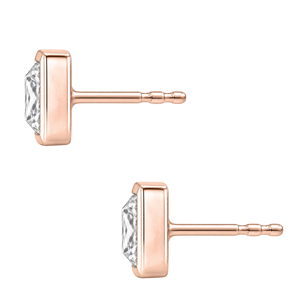 1-6 ctw Princess Solitaire Bezel Stud Earrings