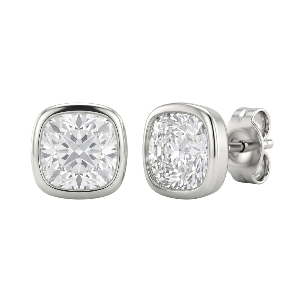 1-6 ctw Cushion Solitaire Bezel Stud Earrings