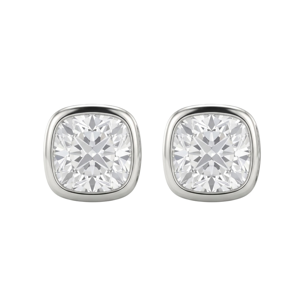 1-6 ctw Cushion Solitaire Bezel Stud Earrings