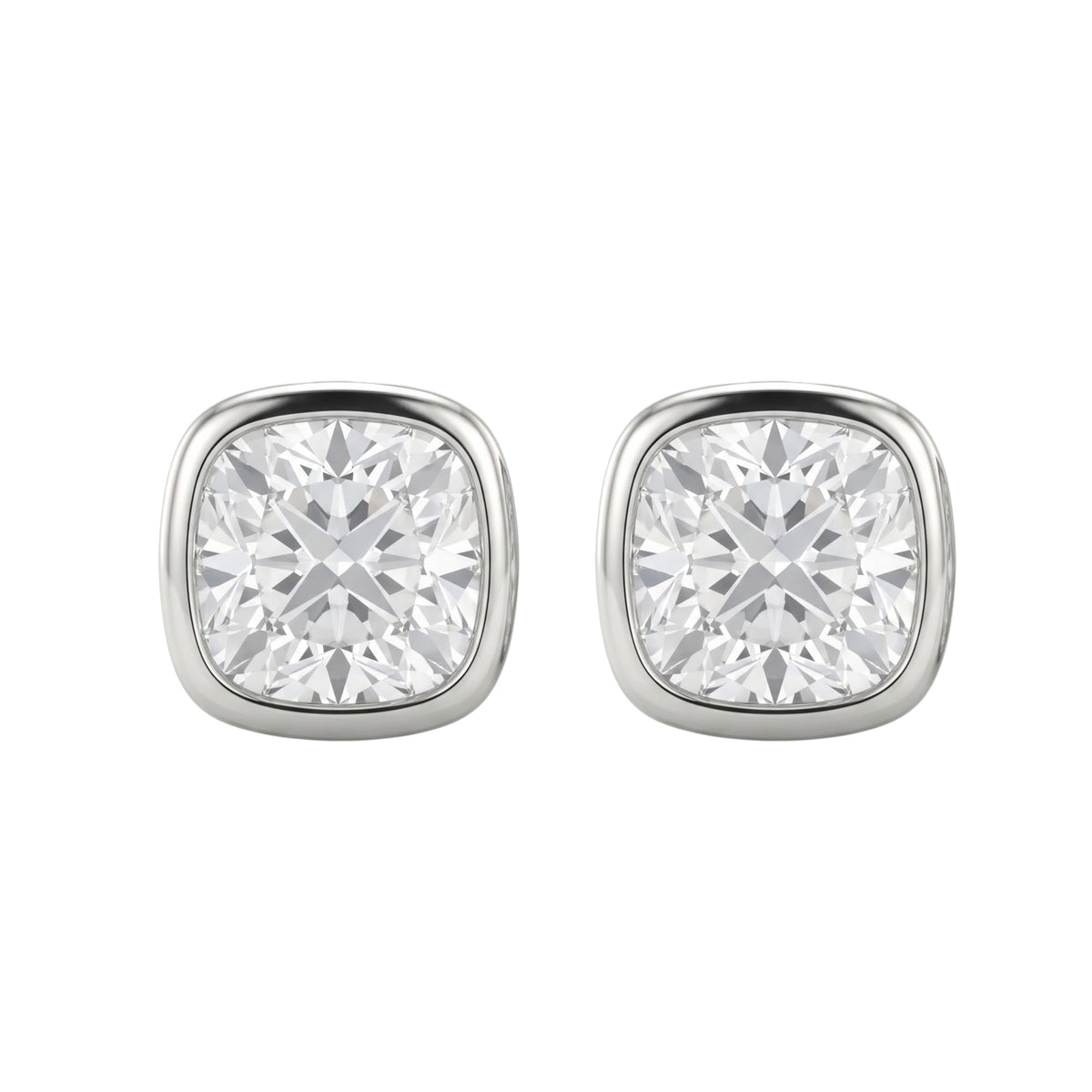 1-6 ctw Cushion Solitaire Bezel Stud Earrings