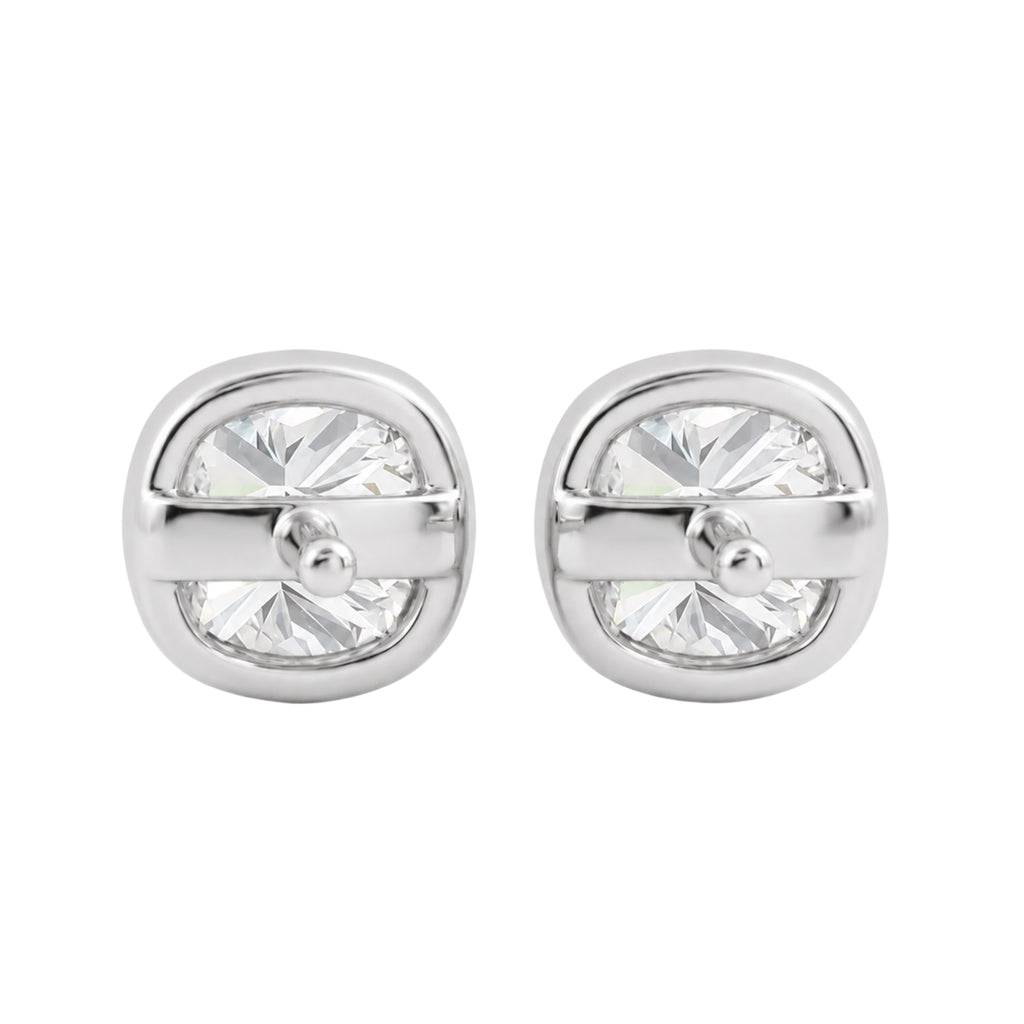 1-6 ctw Cushion Solitaire Bezel Stud Earrings