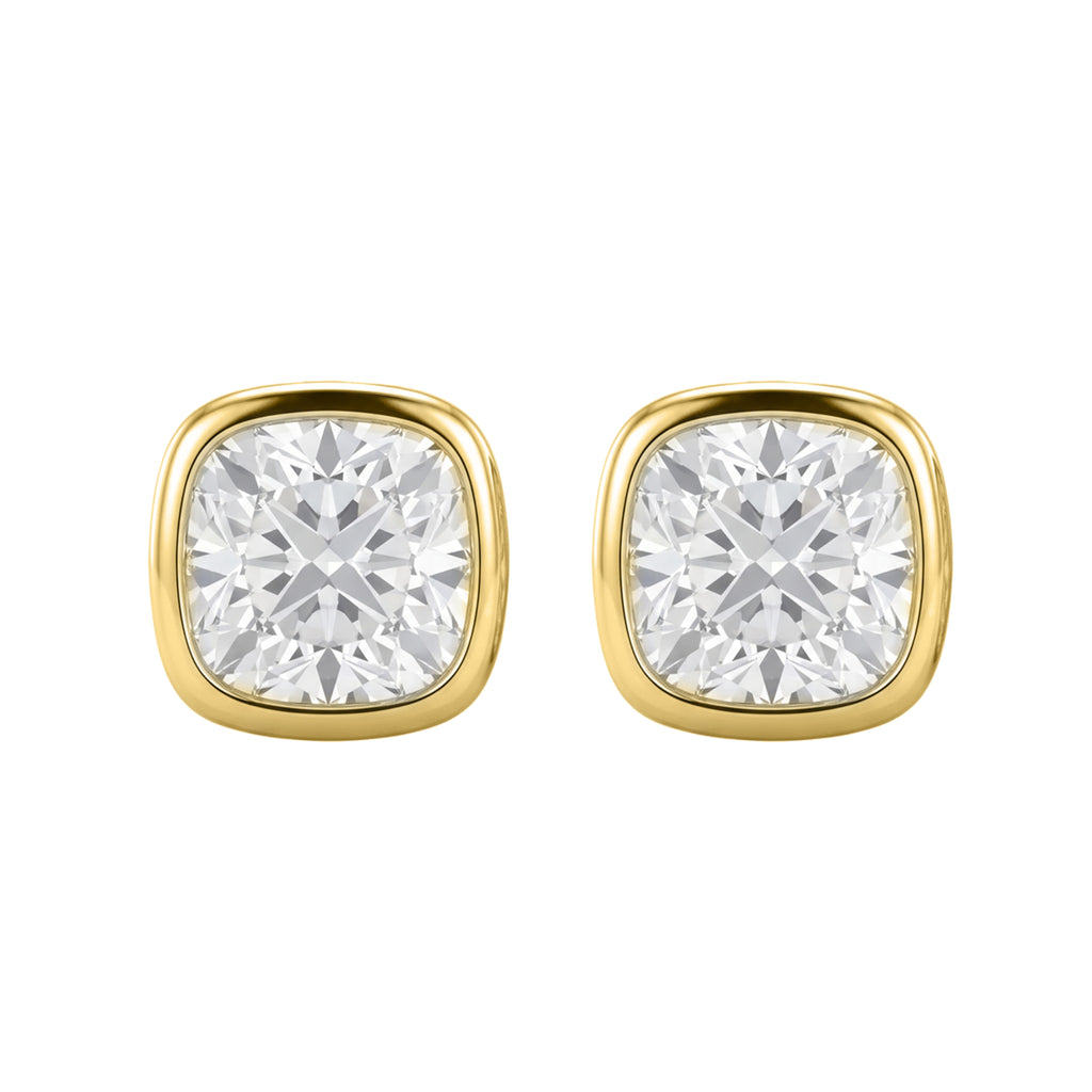 1-6 ctw Cushion Solitaire Bezel Stud Earrings