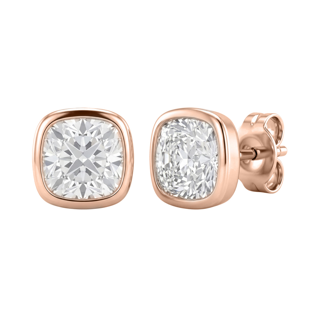1-6 ctw Mixed Cut Bezel Stud Earrings