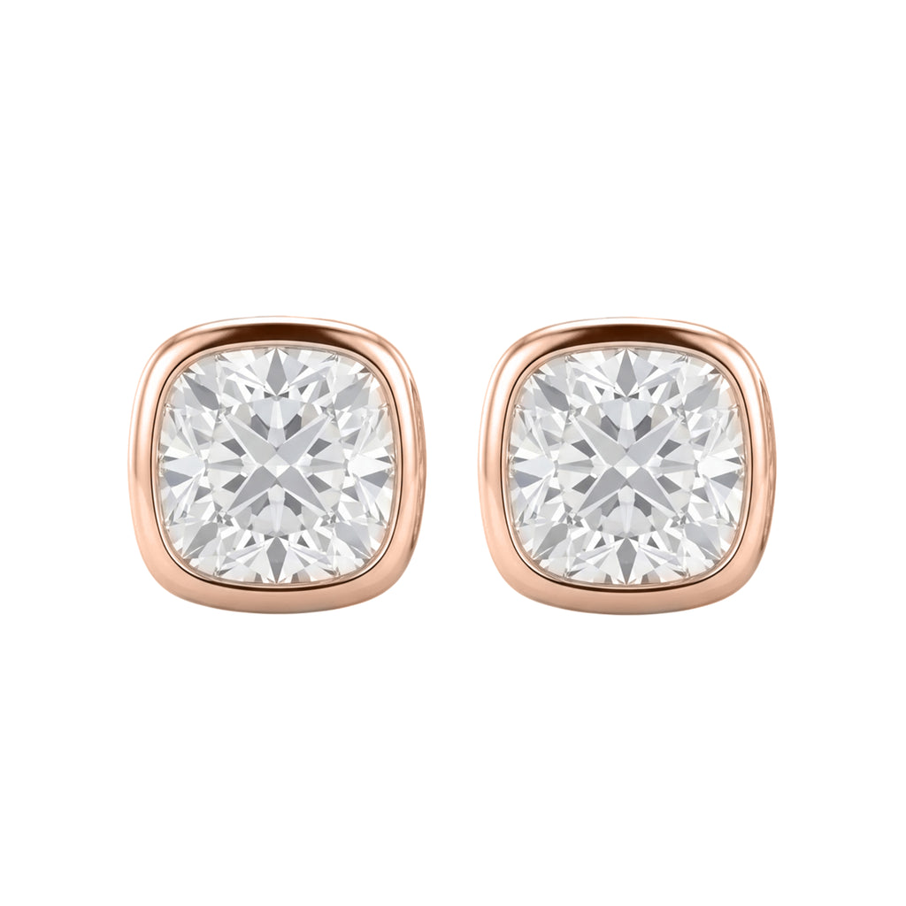 1-6 ctw Cushion Solitaire Bezel Stud Earrings