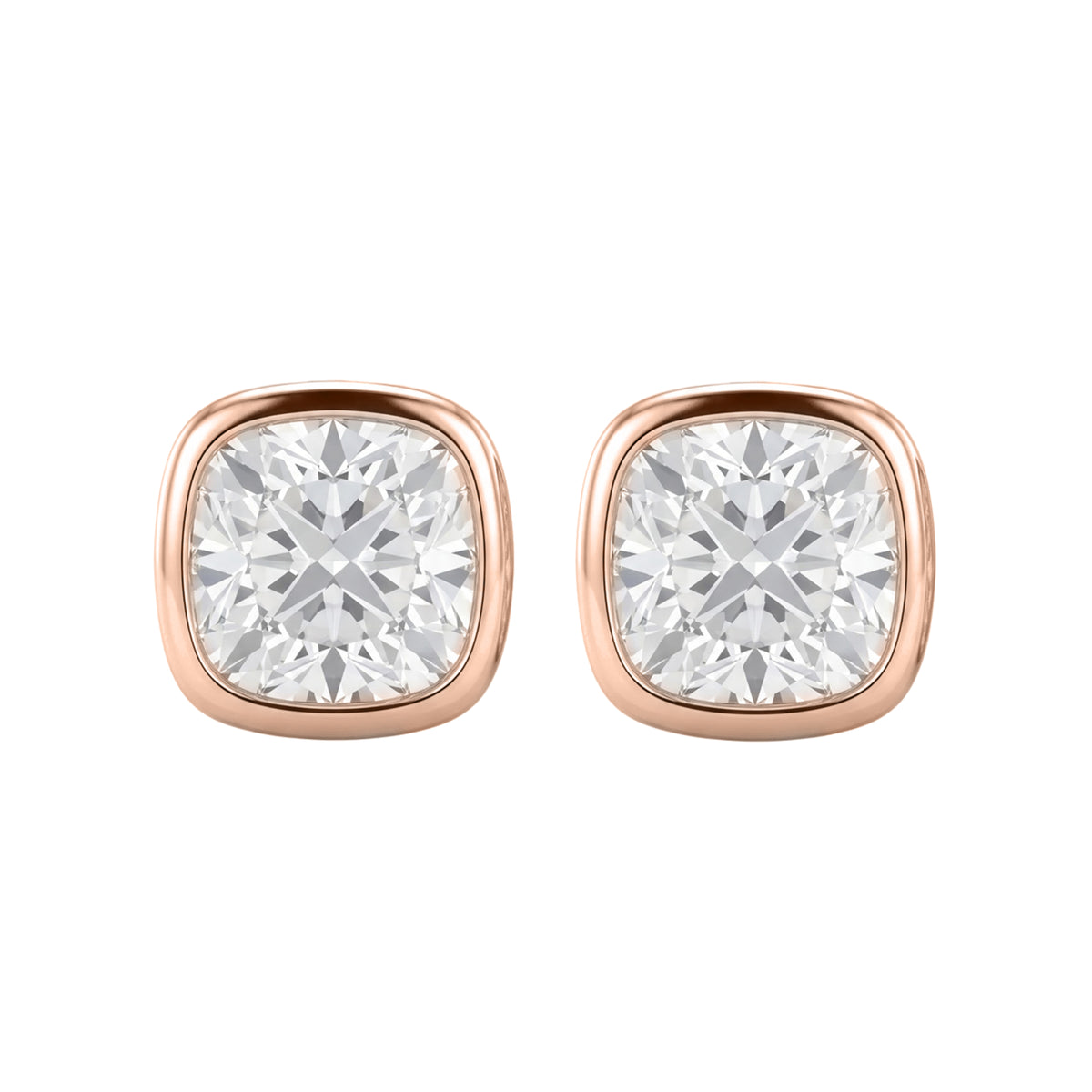1-6 ctw Cushion Solitaire Bezel Stud Earrings