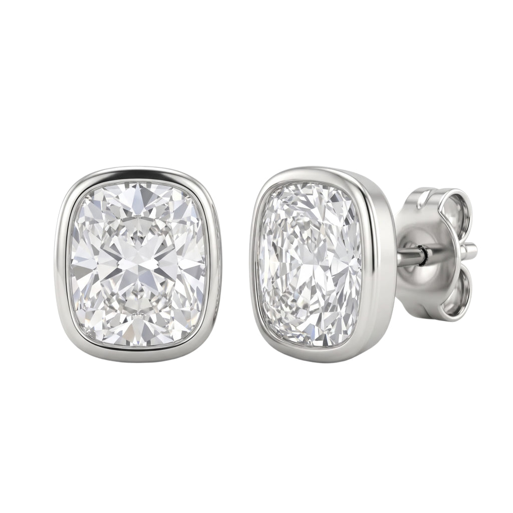 1-6 ctw Long Cushion Solitaire Bezel Stud Earrings
