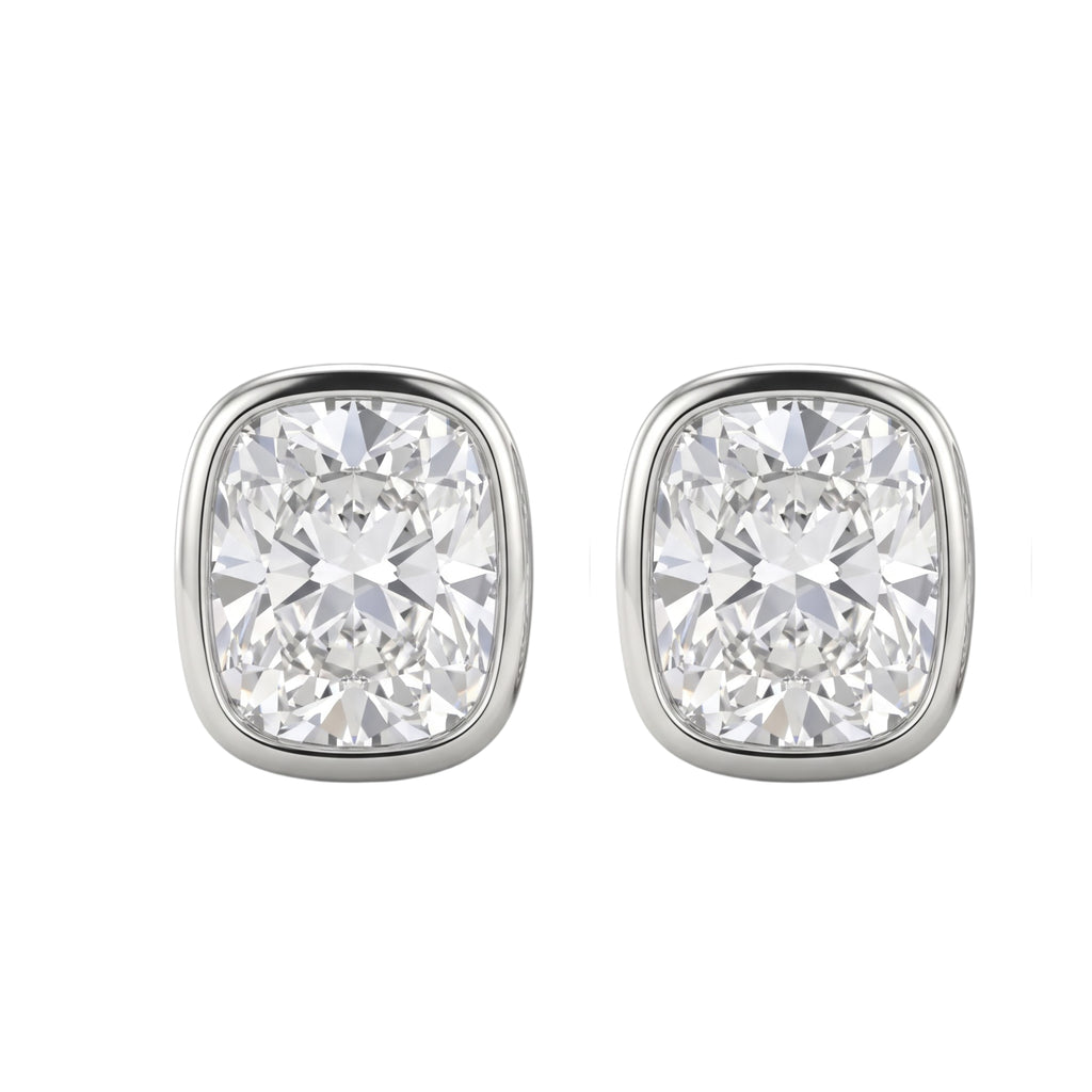 1-6 ctw Long Cushion Solitaire Bezel Stud Earrings