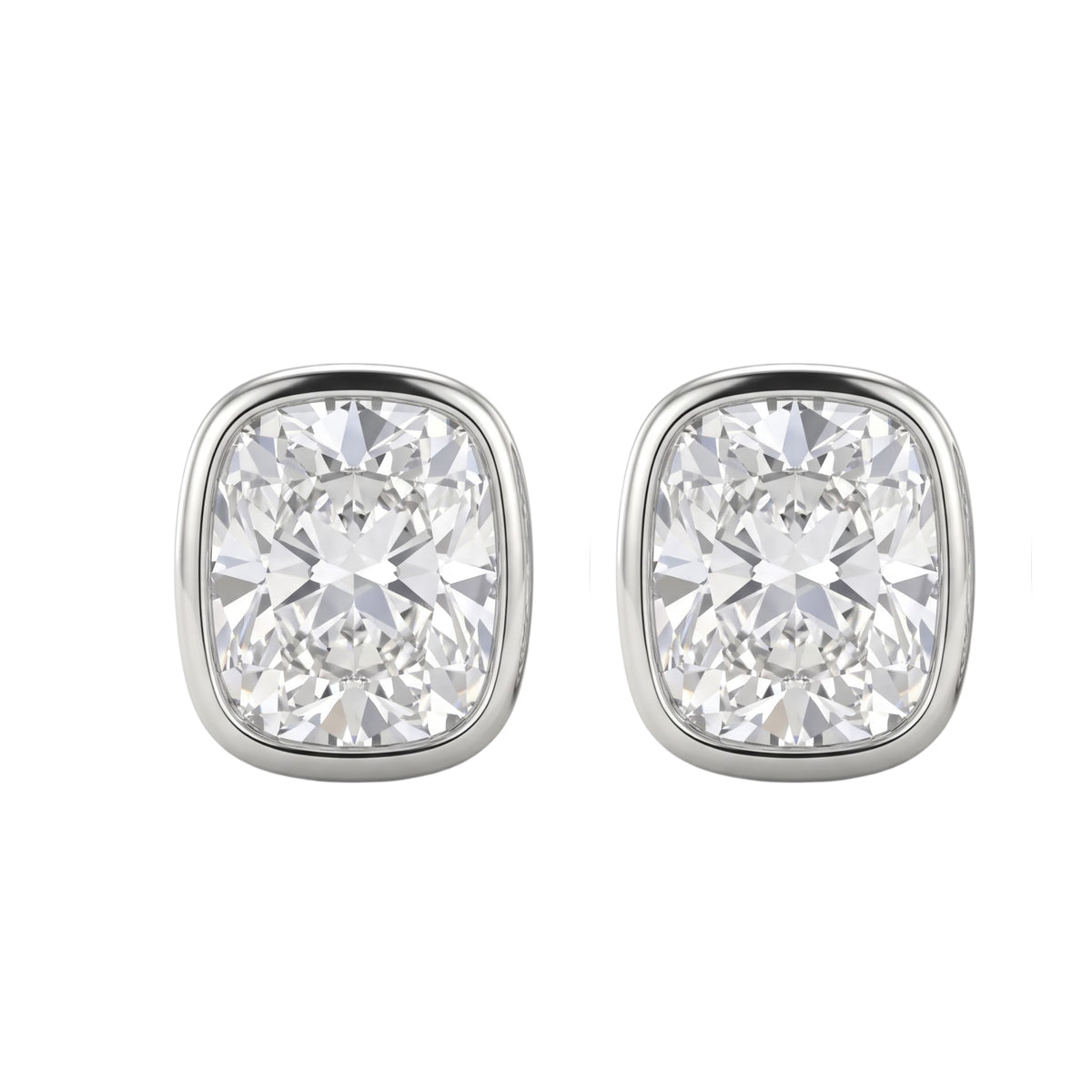 1-6 ctw Long Cushion Solitaire Bezel Stud Earrings
