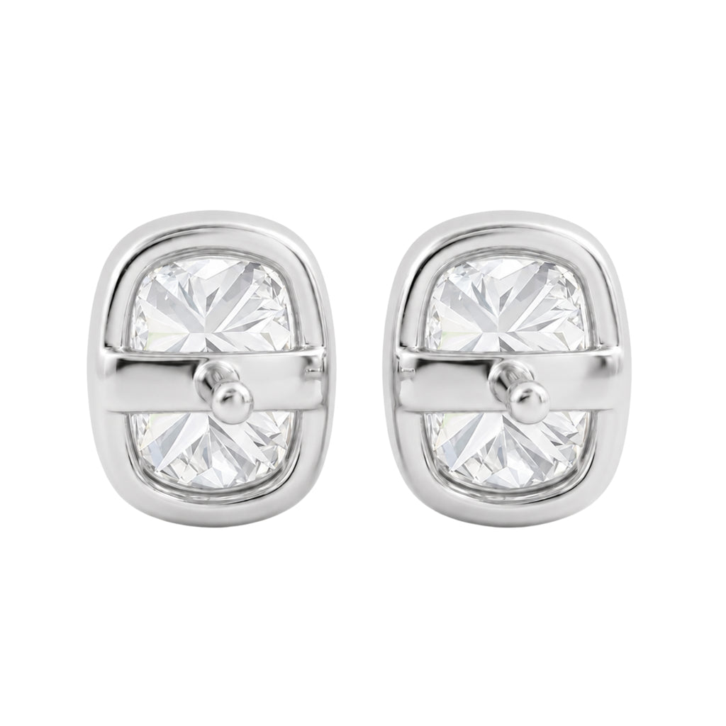 1-6 ctw Long Cushion Solitaire Bezel Stud Earrings