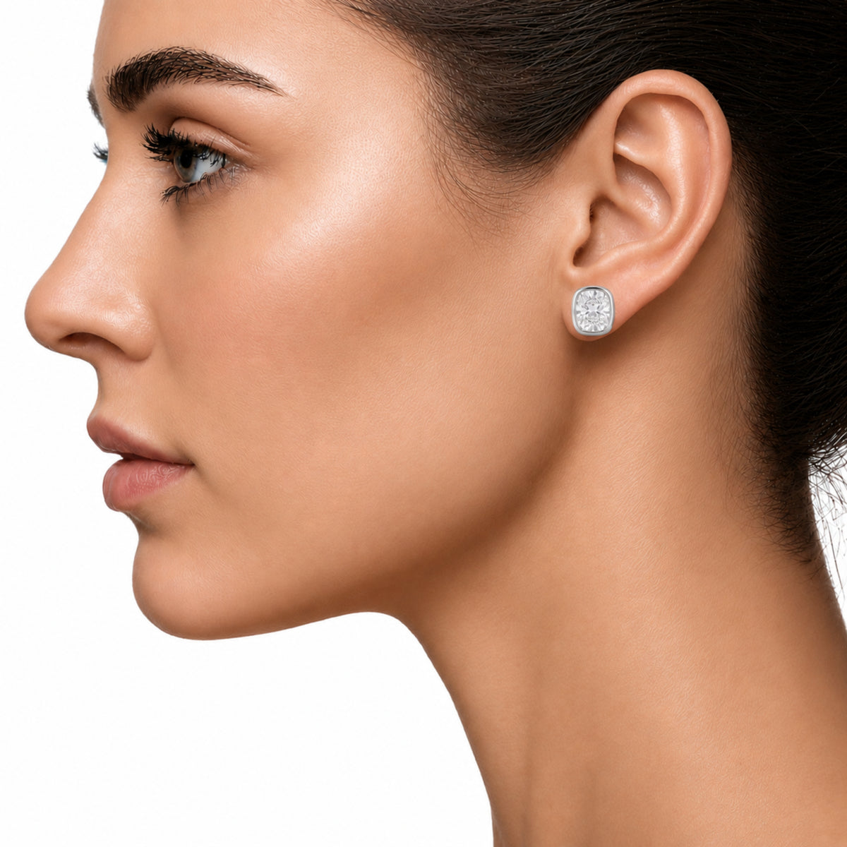 1-6 ctw Long Cushion Solitaire Bezel Stud Earrings