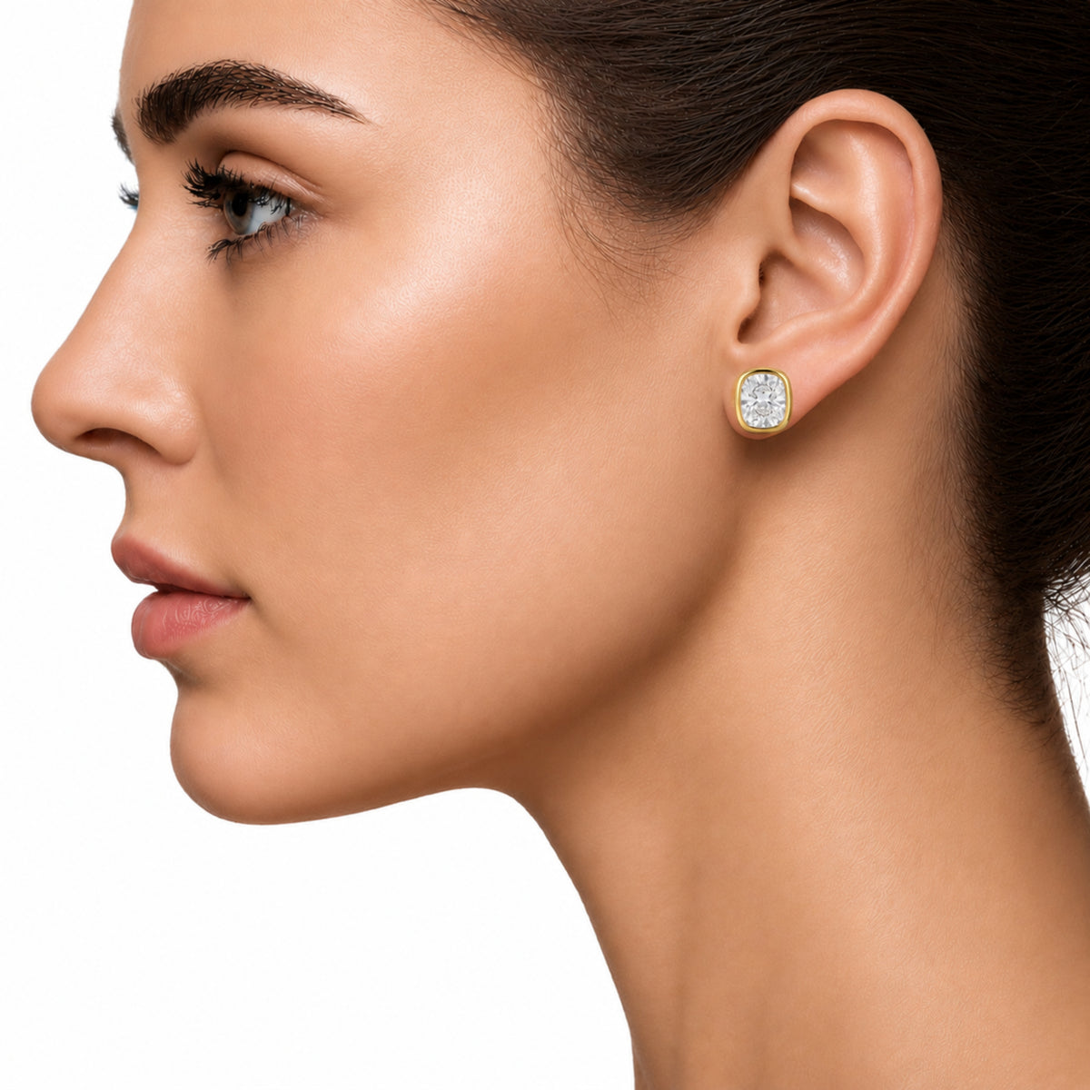 1-6 ctw Long Cushion Solitaire Bezel Stud Earrings
