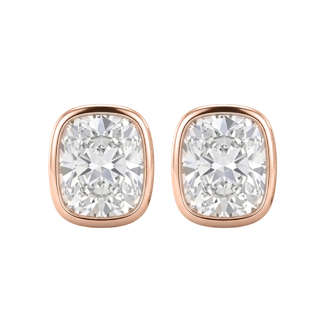 1-6 ctw Long Cushion Solitaire Bezel Stud Earrings