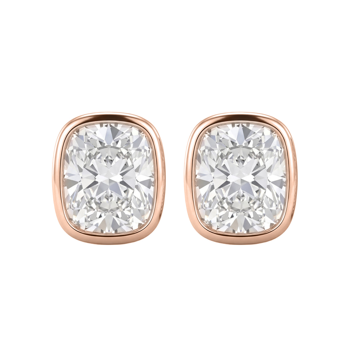1-6 ctw Long Cushion Solitaire Bezel Stud Earrings