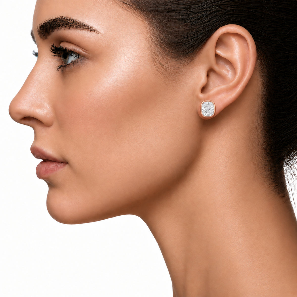 1-6 ctw Long Cushion Solitaire Bezel Stud Earrings