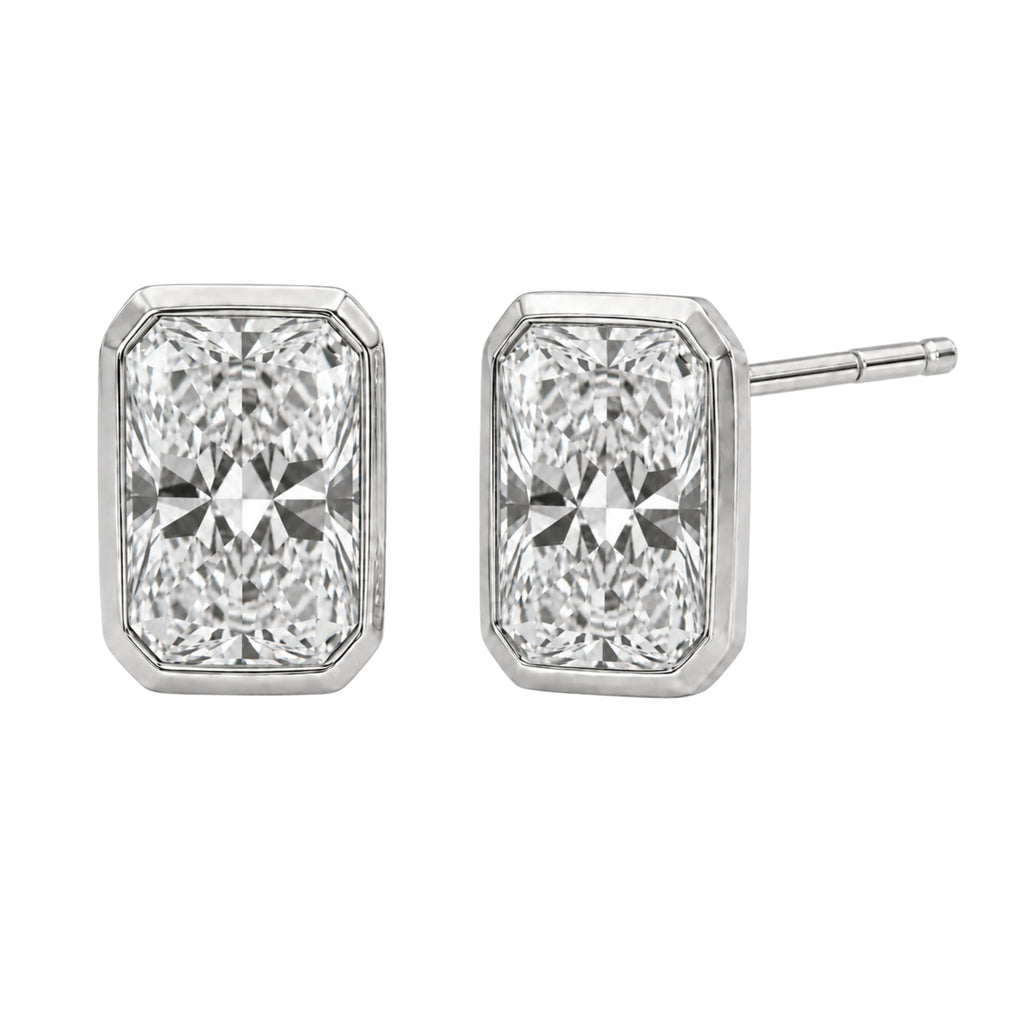 1-6 ctw Radiant Solitaire Bezel Stud Earrings