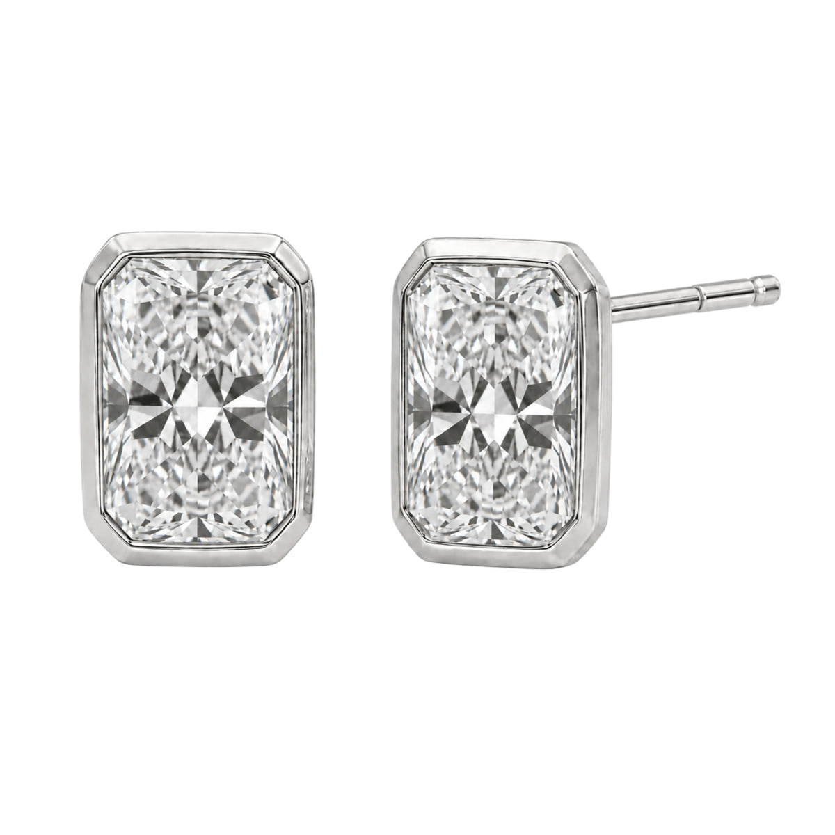 1-6 ctw Radiant Solitaire Bezel Stud Earrings