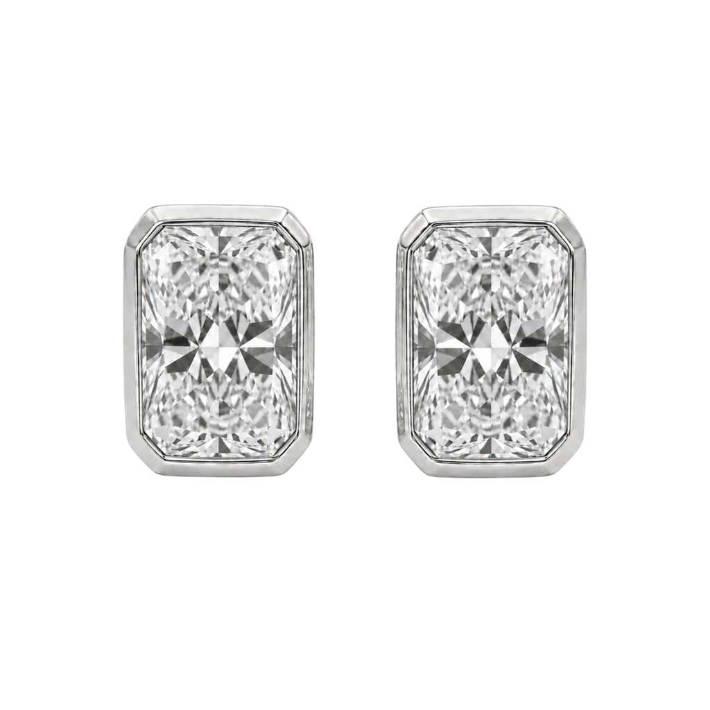 1-6 ctw Radiant Solitaire Bezel Stud Earrings