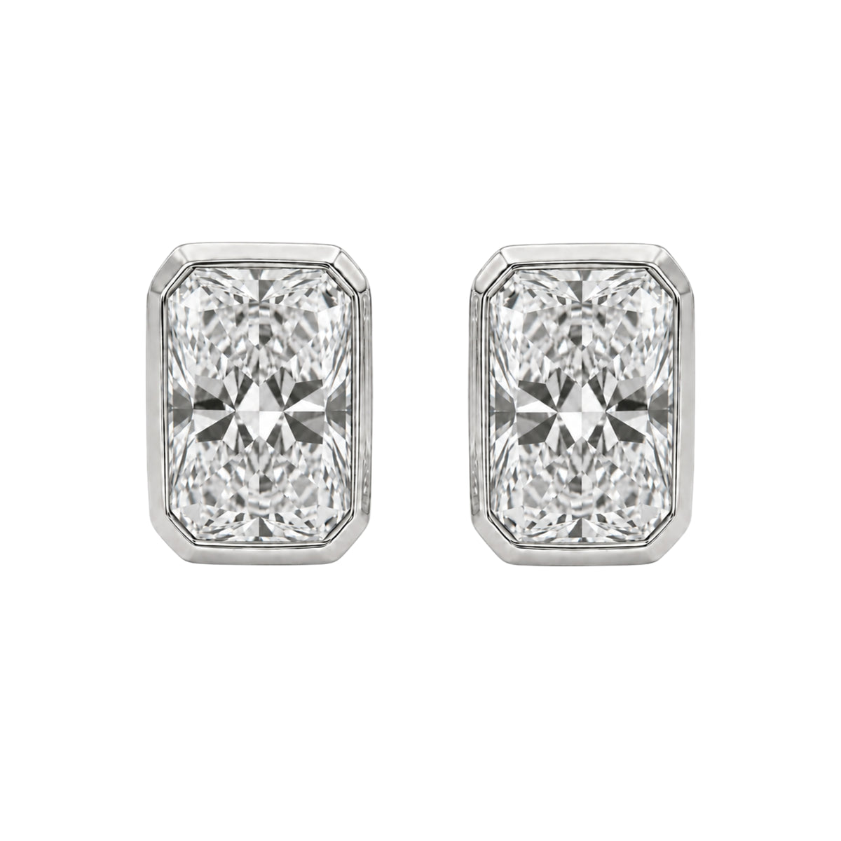 1-6 ctw Radiant Solitaire Bezel Stud Earrings