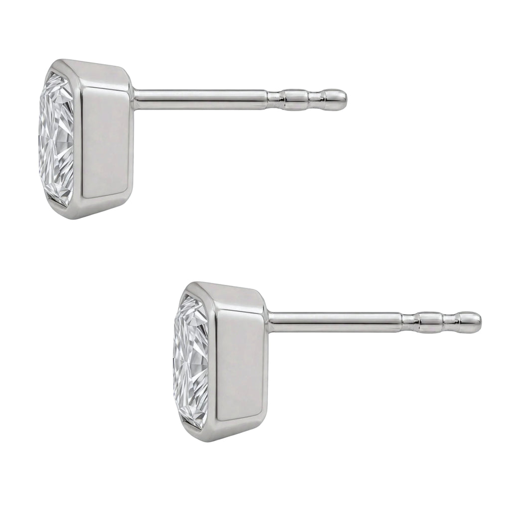 1-6 ctw Radiant Solitaire Bezel Stud Earrings