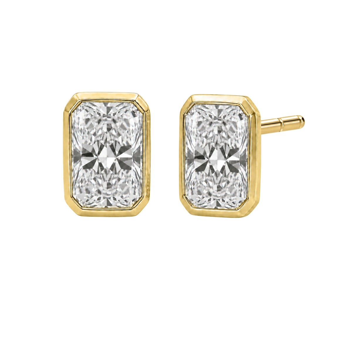 1-6 ctw Mixed Cut Bezel Stud Earrings