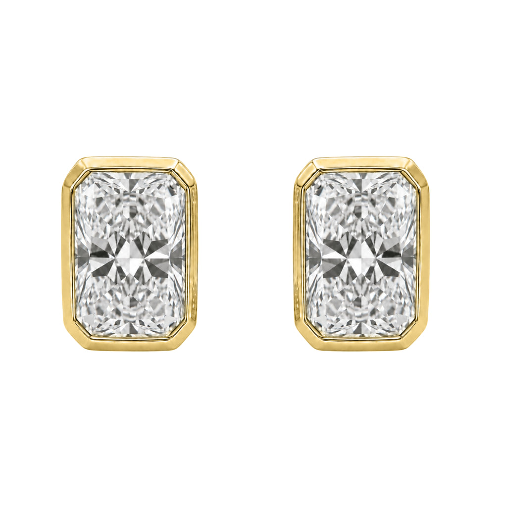 1-6 ctw Radiant Solitaire Bezel Stud Earrings