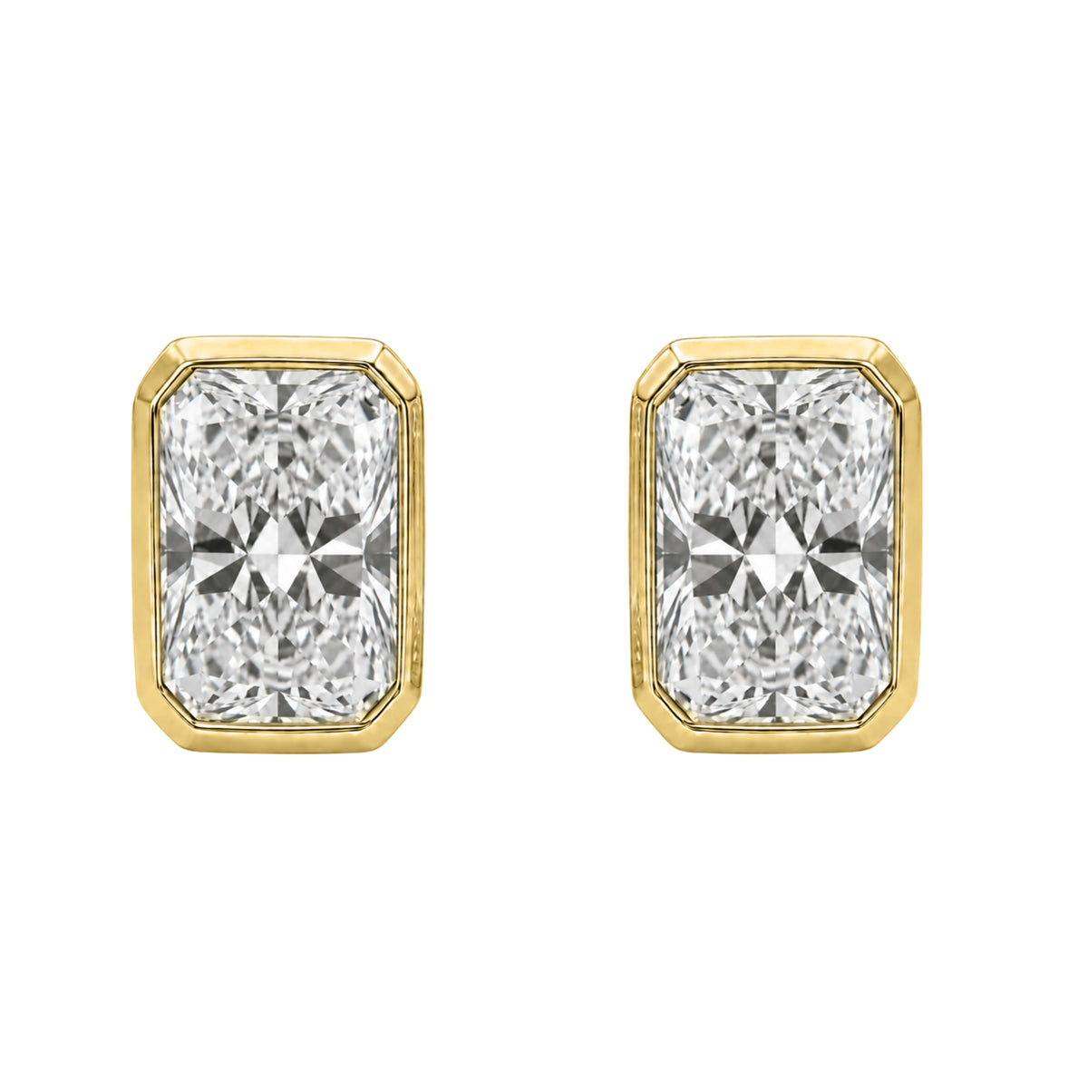 1-6 ctw Radiant Solitaire Bezel Stud Earrings