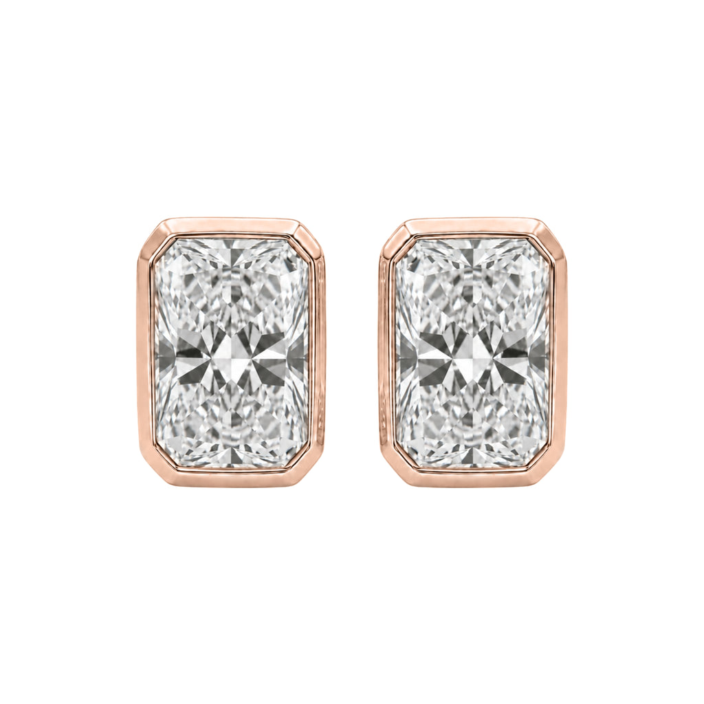 1-6 ctw Radiant Solitaire Bezel Stud Earrings