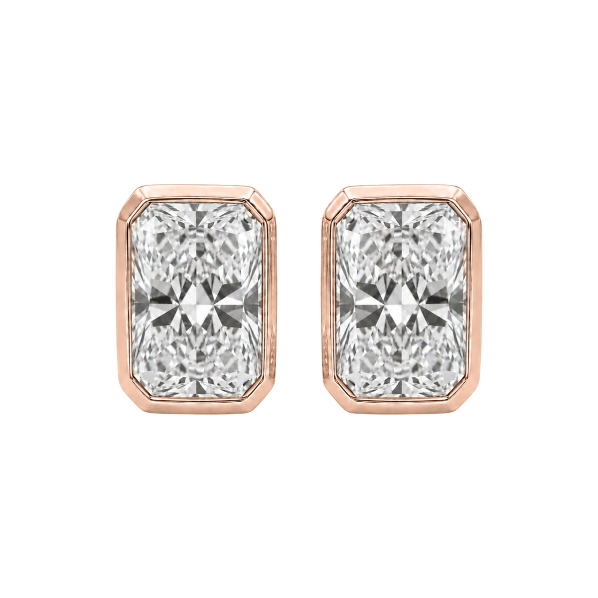 1-6 ctw Radiant Solitaire Bezel Stud Earrings