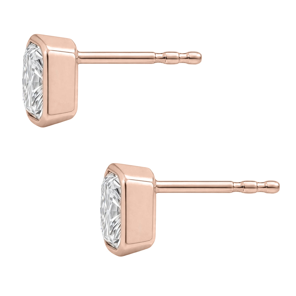 1-6 ctw Radiant Solitaire Bezel Stud Earrings
