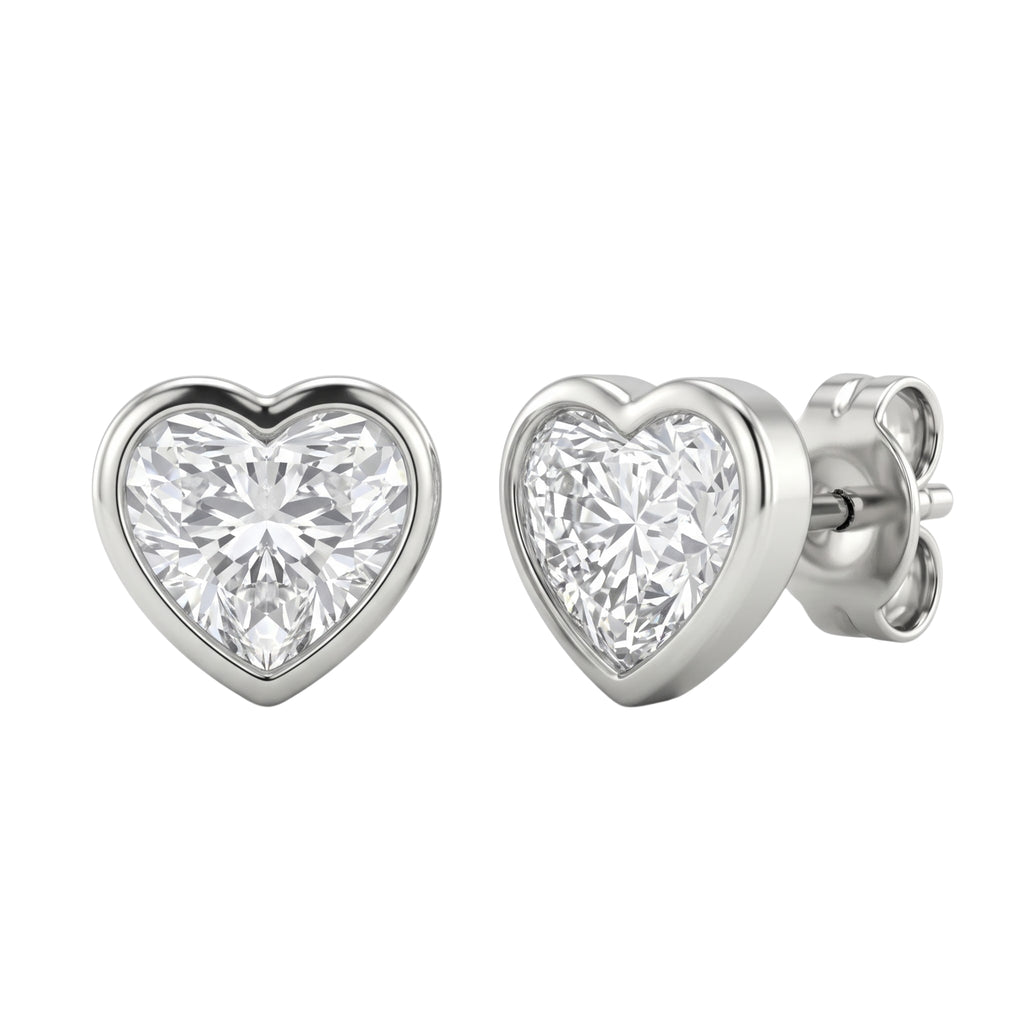 1-6 ctw Heart Solitaire Bezel Stud Earrings