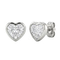 1-6 ctw Heart Solitaire Bezel Stud Earrings