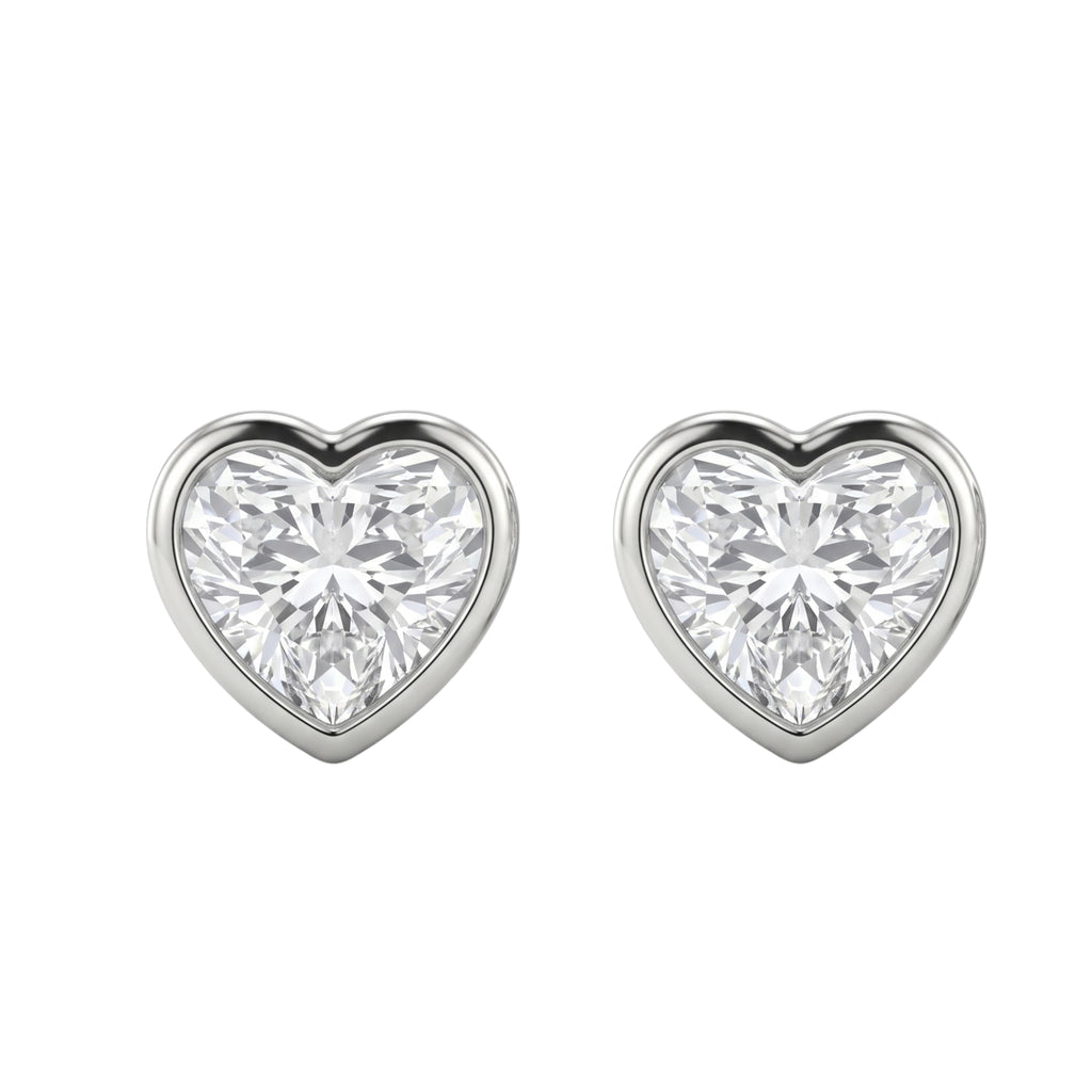 1-6 ctw Heart Solitaire Bezel Stud Earrings