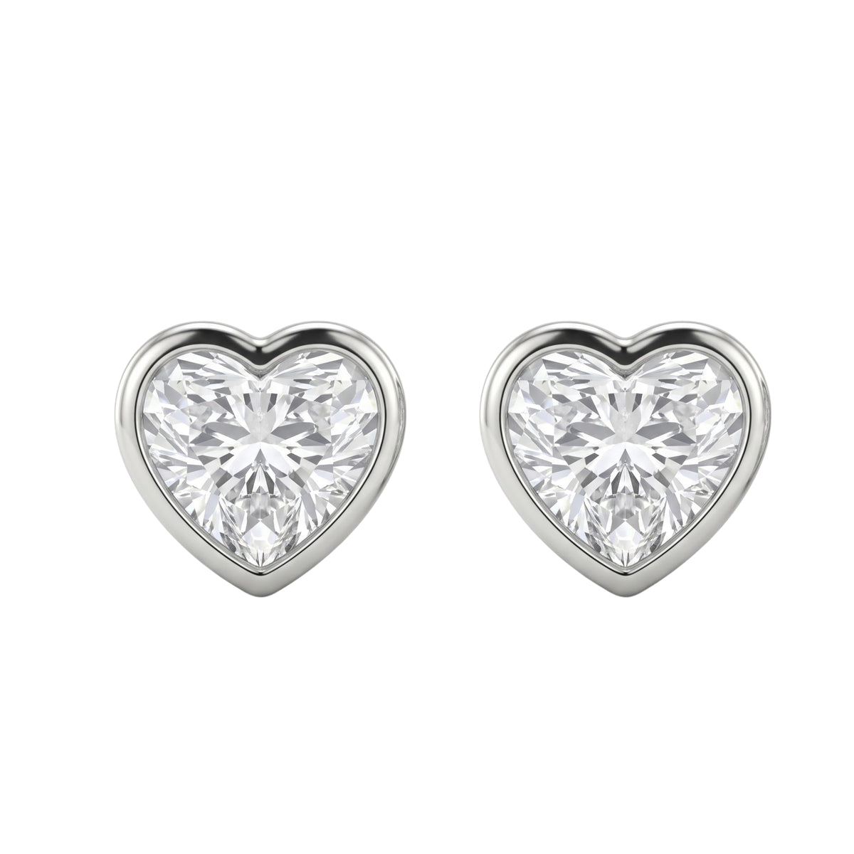 1-6 ctw Heart Solitaire Bezel Stud Earrings