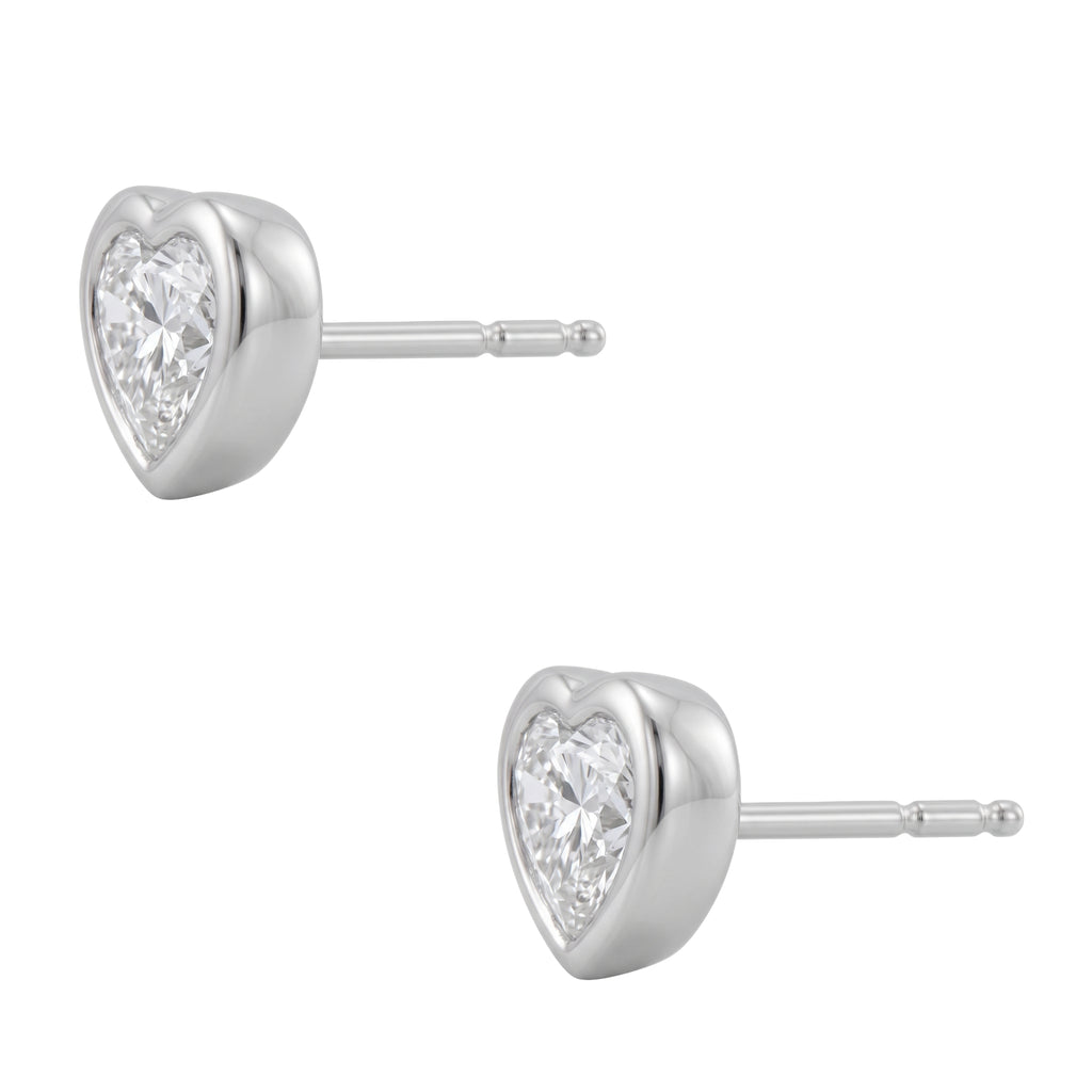 1-6 ctw Heart Solitaire Bezel Stud Earrings