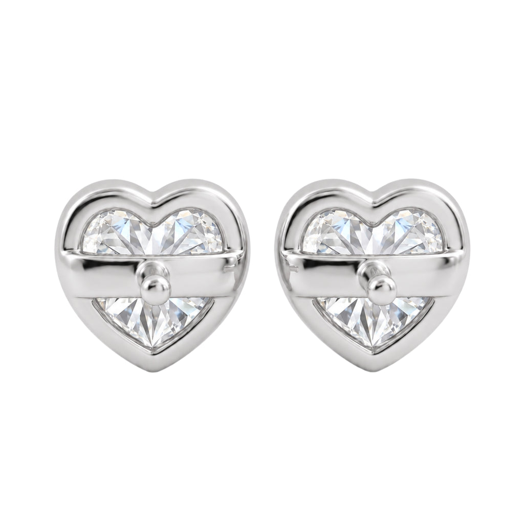 1-6 ctw Heart Solitaire Bezel Stud Earrings