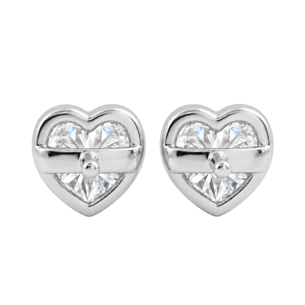 1-6 ctw Heart Solitaire Bezel Stud Earrings