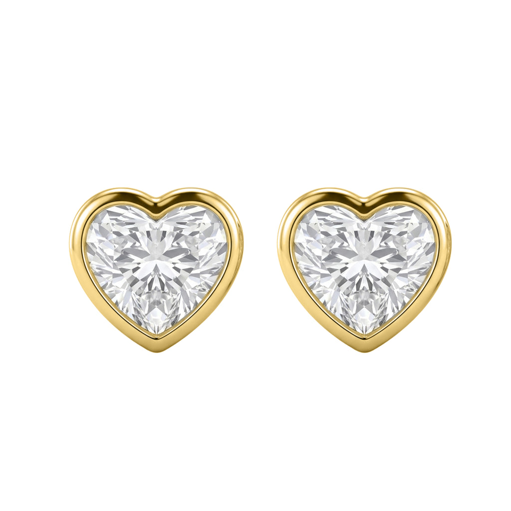 1-6 ctw Heart Solitaire Bezel Stud Earrings