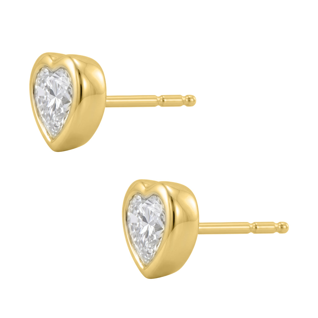 1-6 ctw Heart Solitaire Bezel Stud Earrings