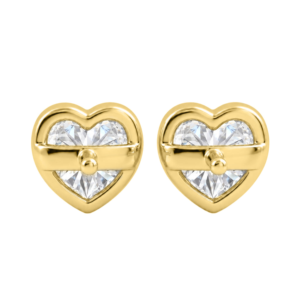 1-6 ctw Heart Solitaire Bezel Stud Earrings