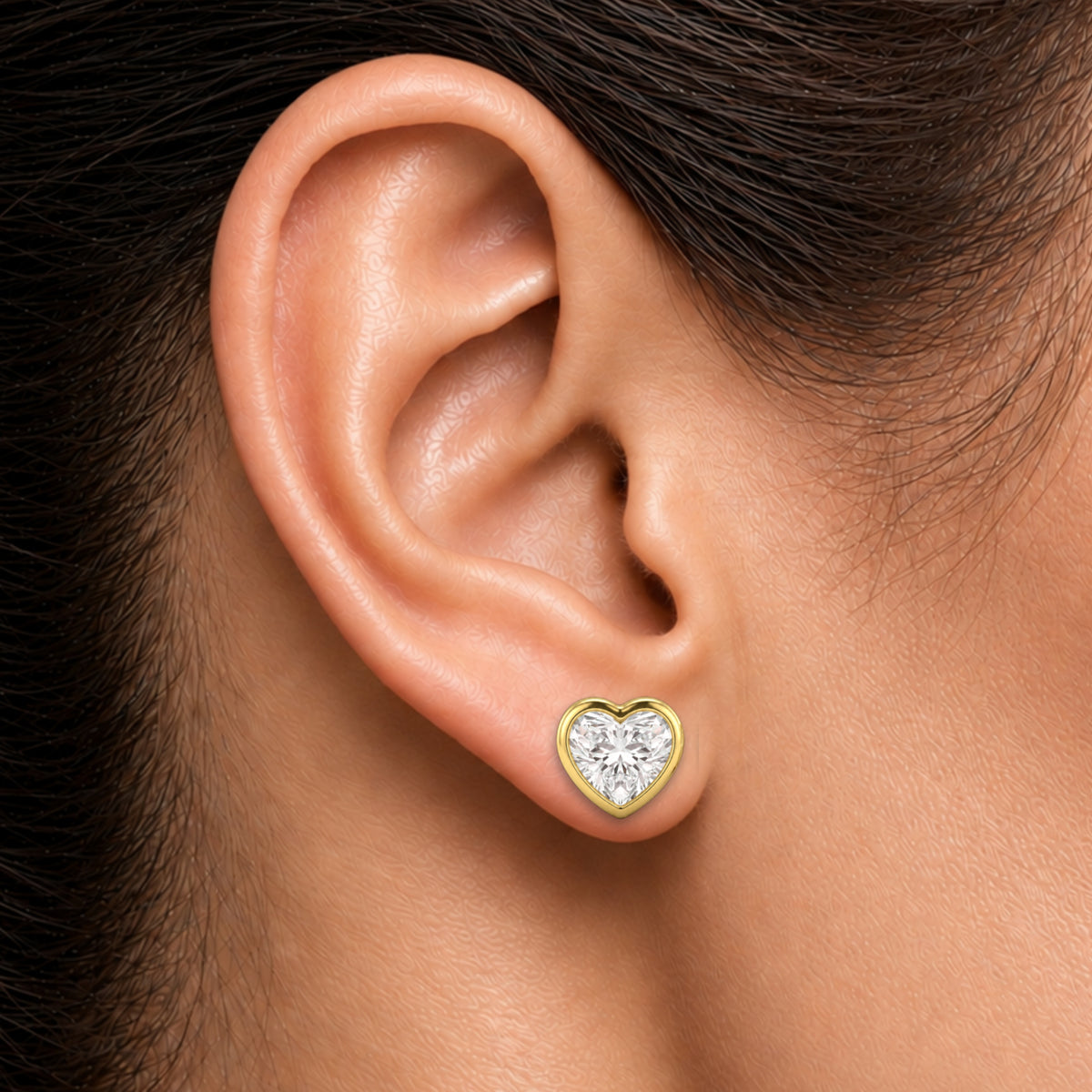 1-6 ctw Heart Solitaire Bezel Stud Earrings