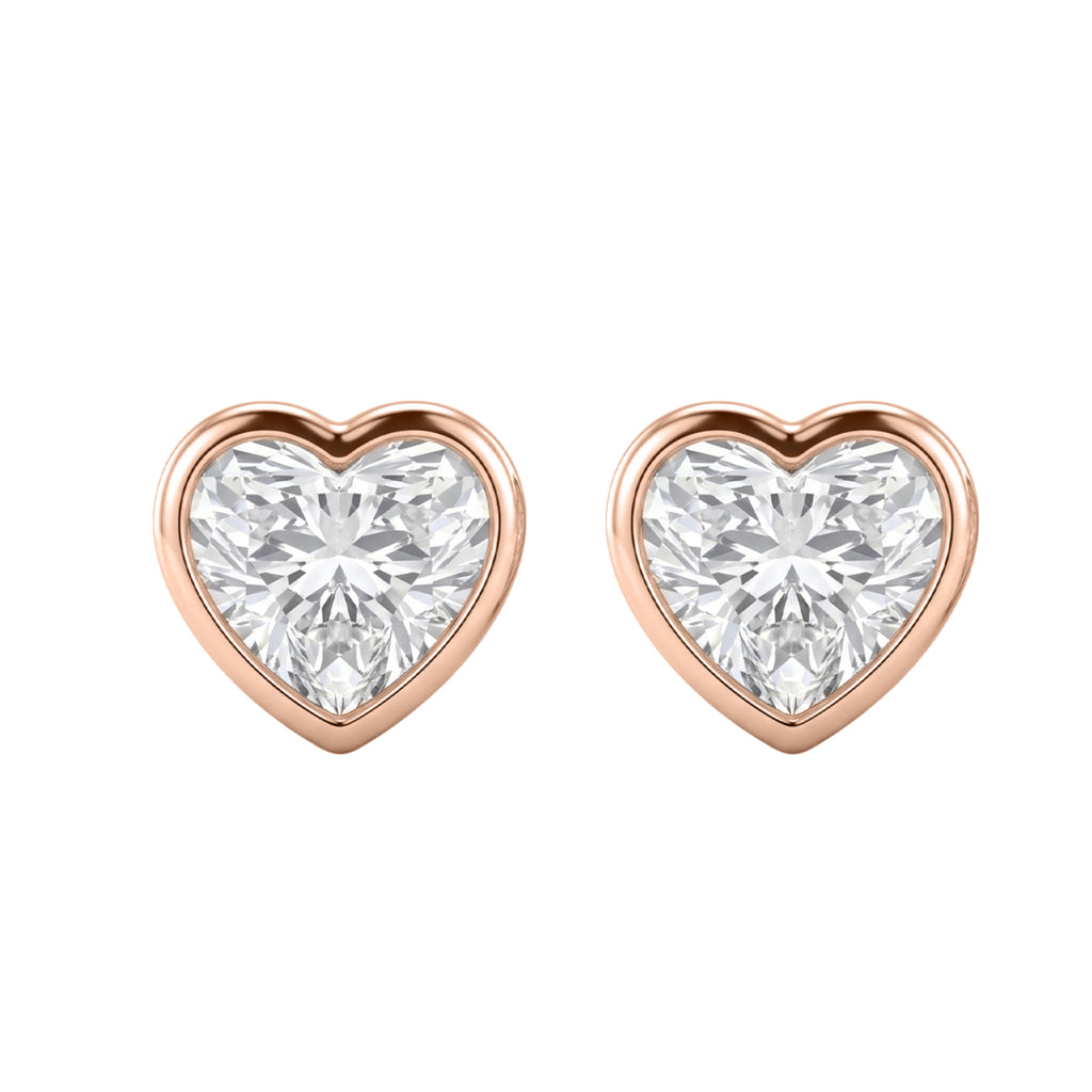 1-6 ctw Heart Solitaire Bezel Stud Earrings