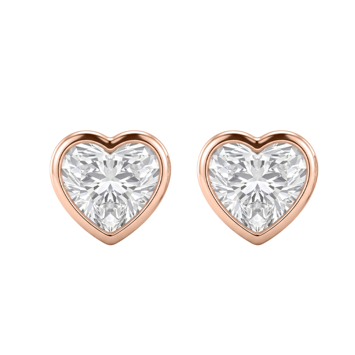 1-6 ctw Heart Solitaire Bezel Stud Earrings