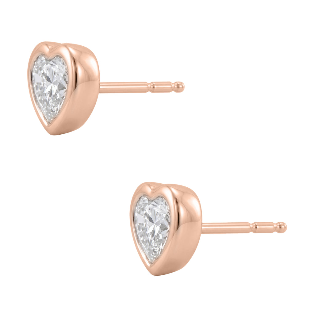 1-6 ctw Heart Solitaire Bezel Stud Earrings