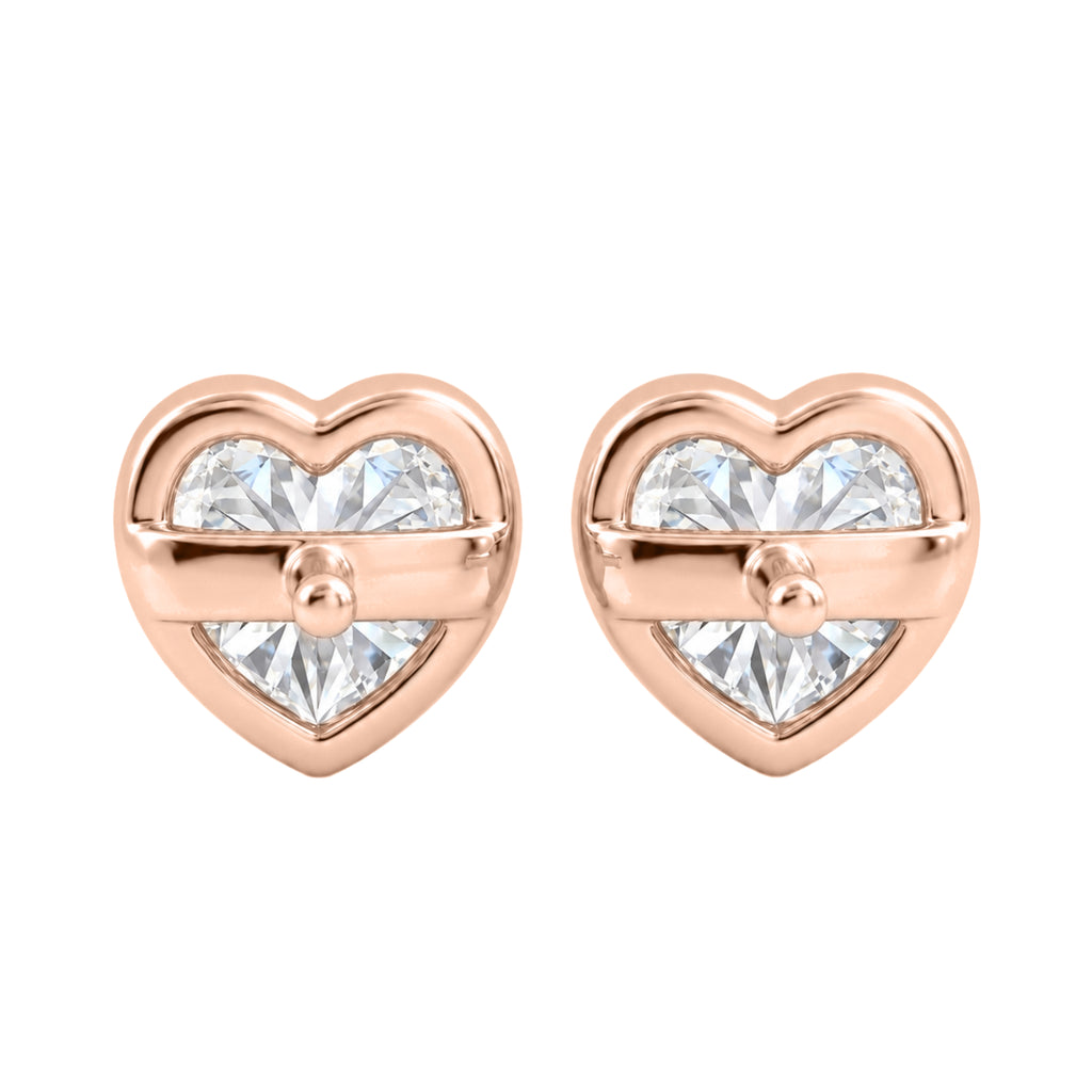 1-6 ctw Heart Solitaire Bezel Stud Earrings