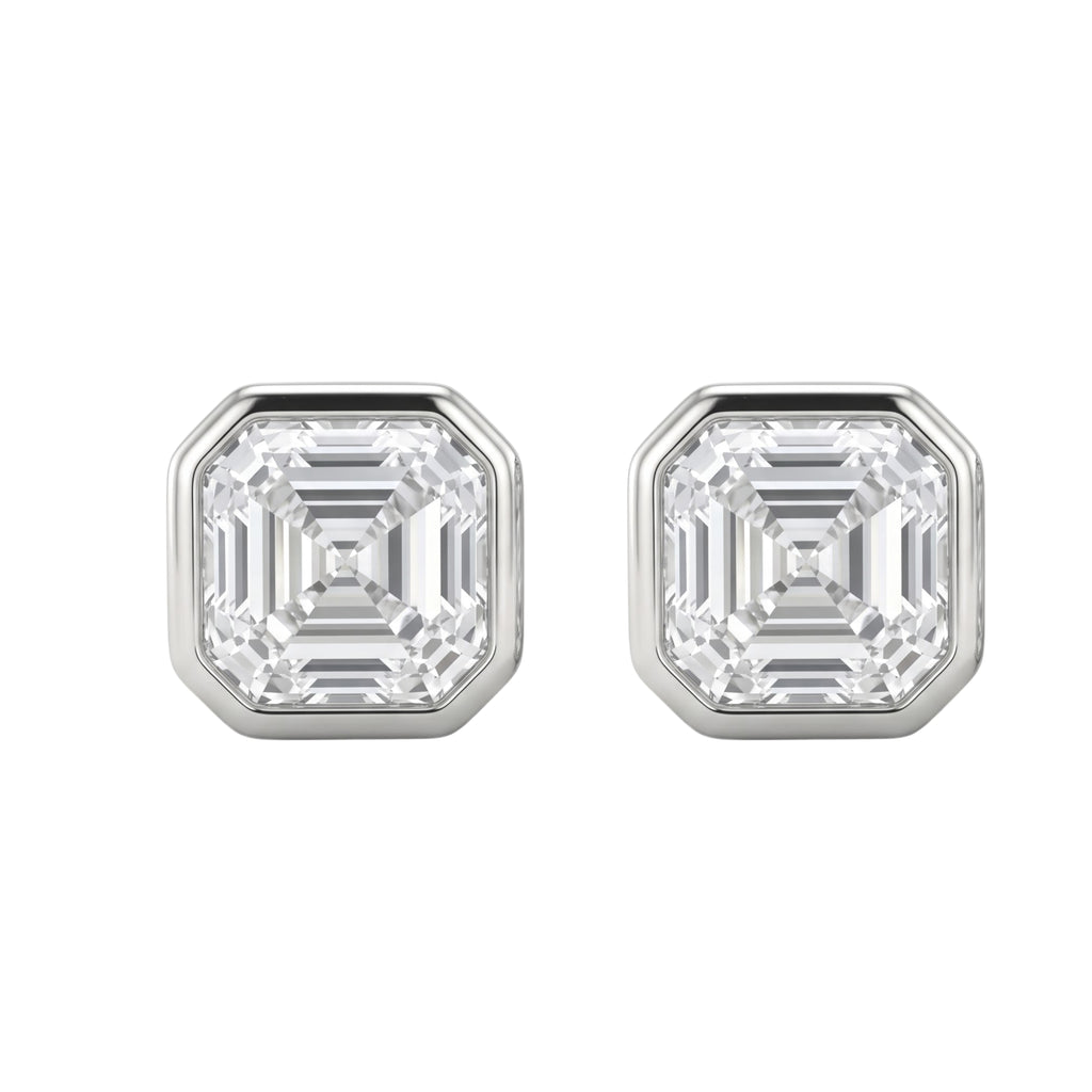 1-6 ctw Asscher Solitaire Bezel Stud Earrings