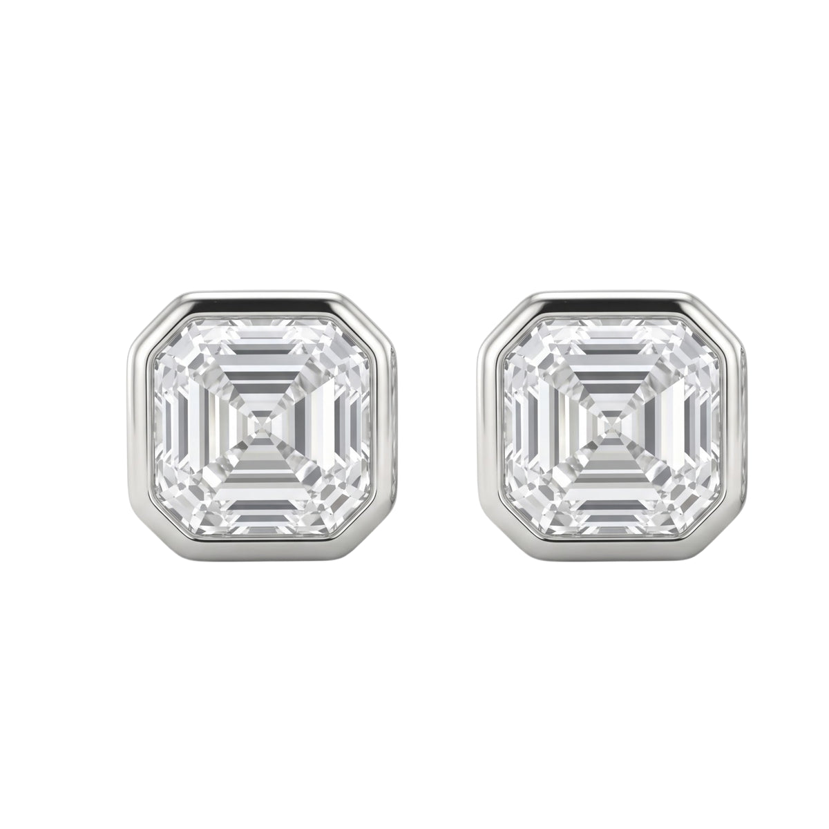 1-6 ctw Asscher Solitaire Bezel Stud Earrings