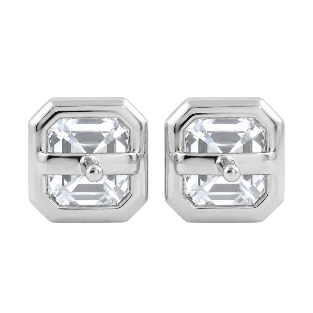 1-6 ctw Asscher Solitaire Bezel Stud Earrings