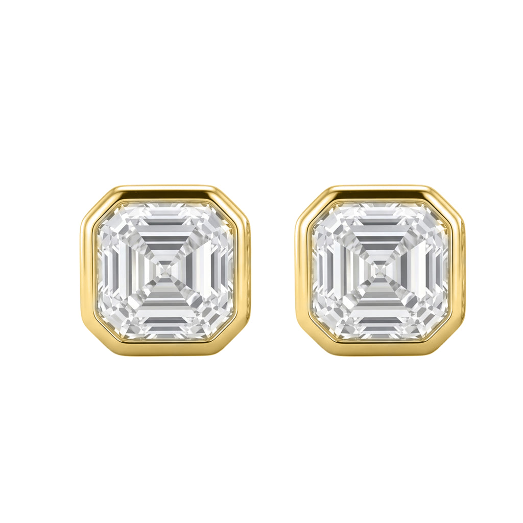 1-6 ctw Asscher Solitaire Bezel Stud Earrings