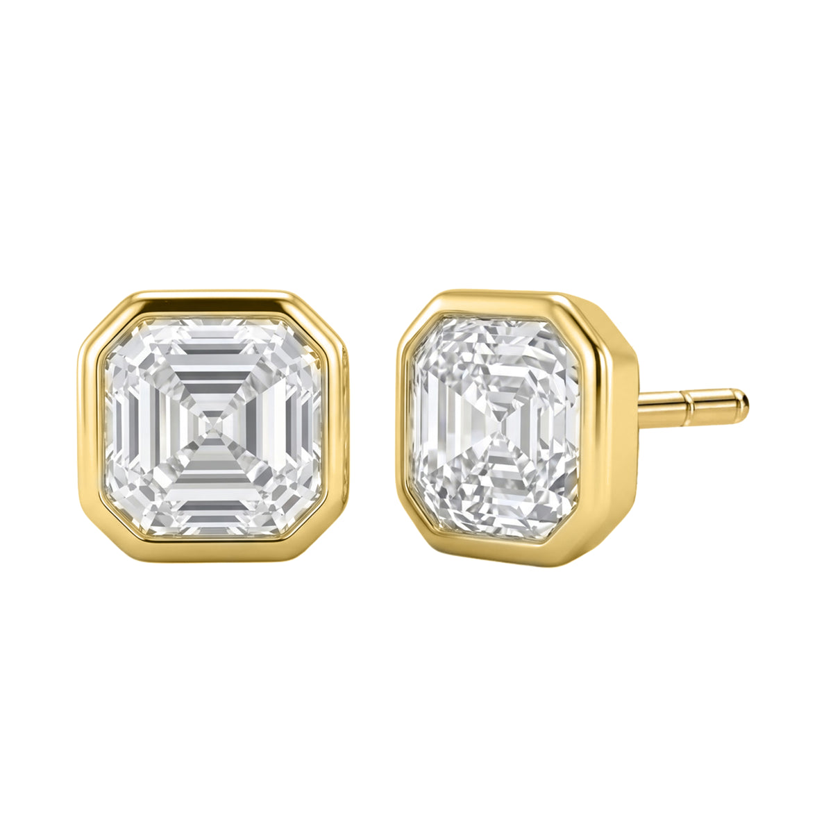 1-6 ctw Mixed Cut Bezel Stud Earrings