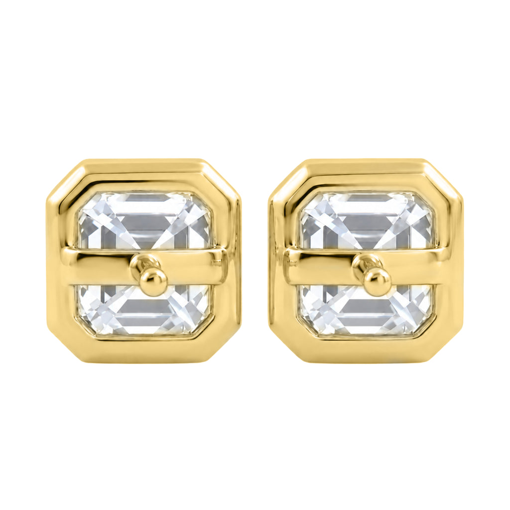 1-6 ctw Asscher Solitaire Bezel Stud Earrings